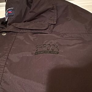 Port Authority Black Jacket with 3rd Rock from the sun  logo embroidered vintage